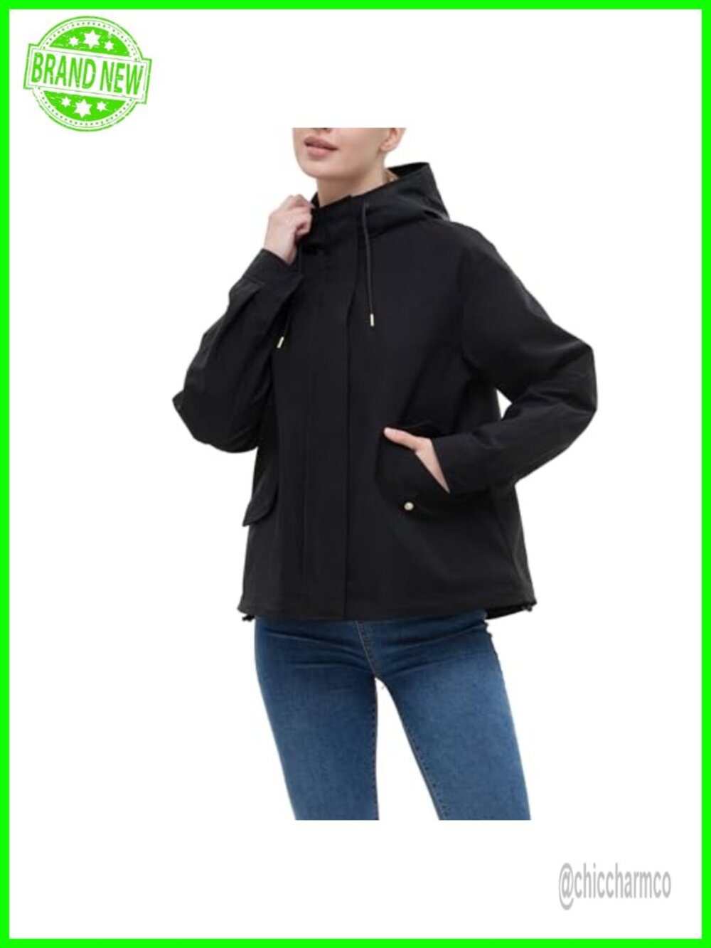 Water-Resistant Hooded Rain Jacket Utility Parka Anorak